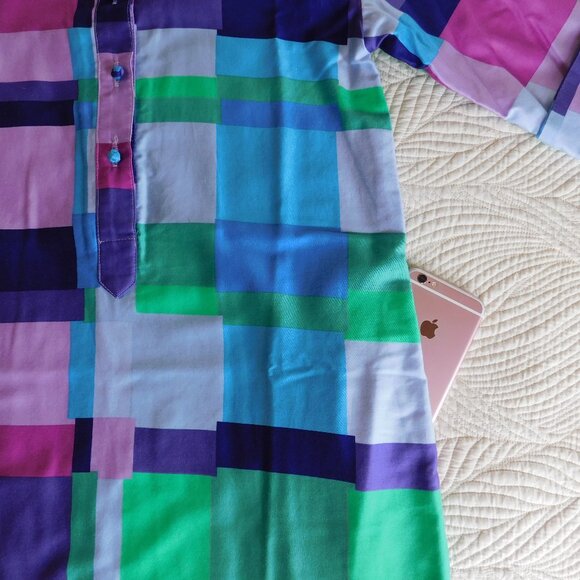 Deadstock Catherine Ogust Penthouse Gallery mod colorblock Forever shirt dress - Picture 5 of 16